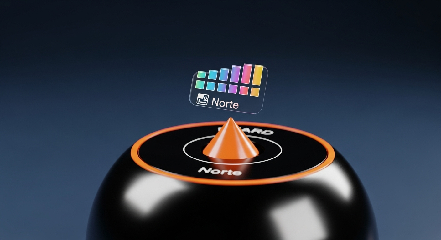 Uma bússola apontando para um ícone de gráfico de dados, em vez do norte tradicional