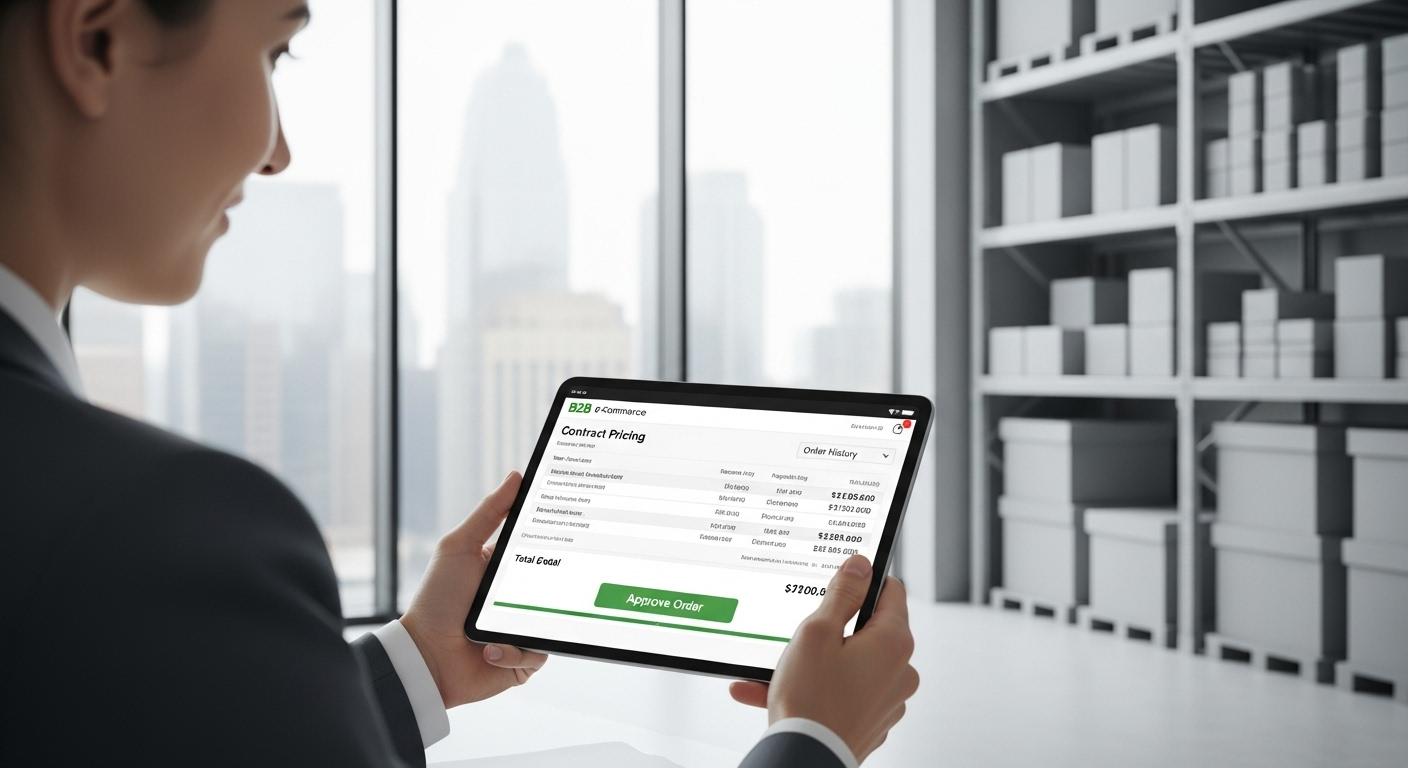 Gestor a fazer uma compra corporativa num portal de e-commerce B2B.