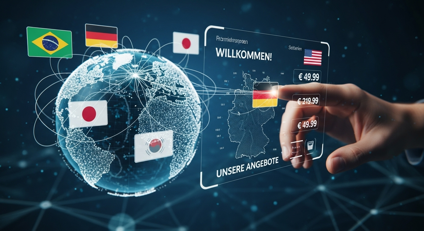 Globo terrestre a mostrar a adaptação de um site para diferentes países.