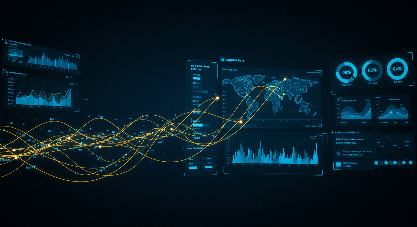 Ilustração de dashboards e gráficos intuitivos de BI
