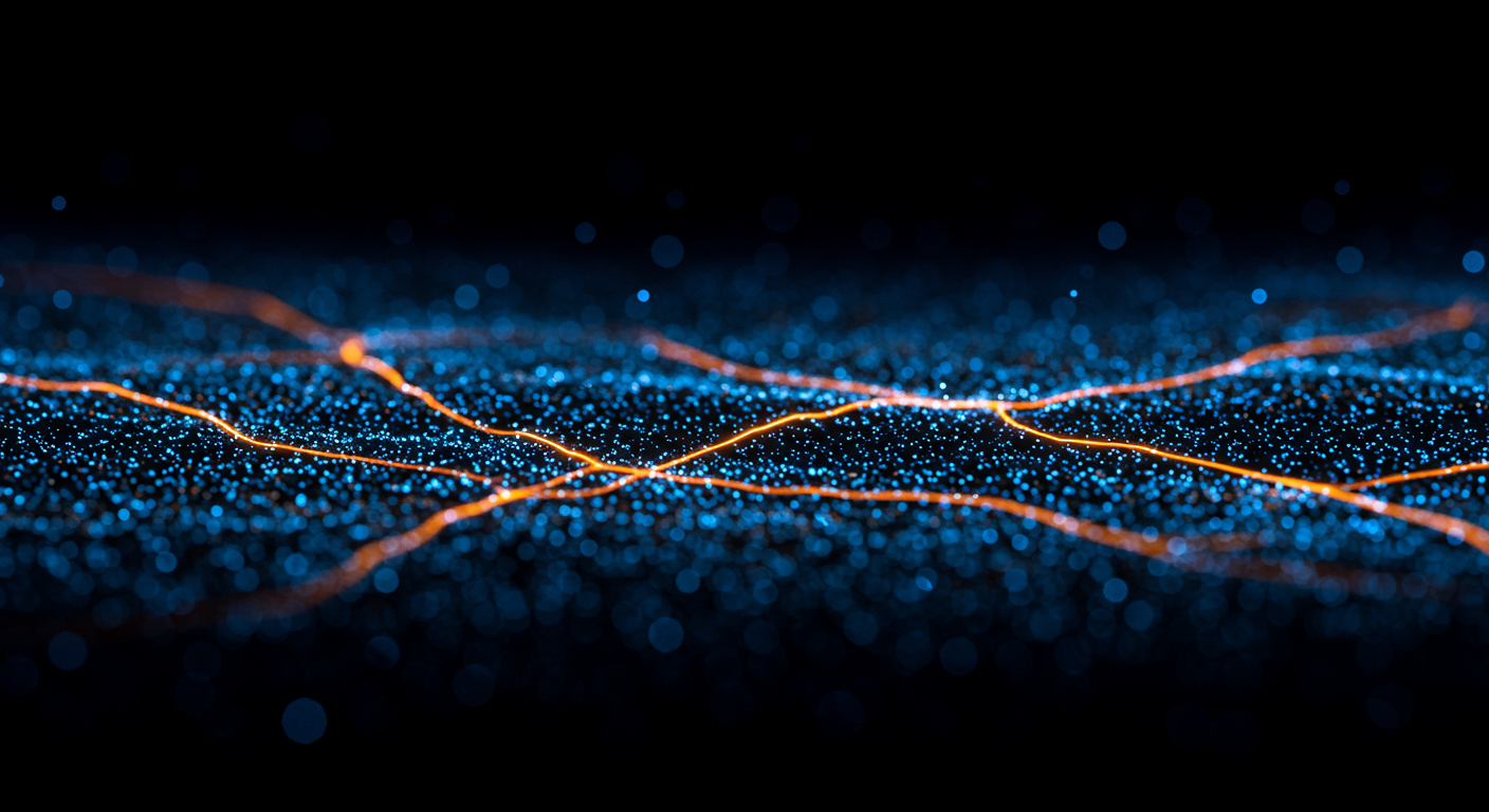 Rede neural abstrata brilhando, representando o fluxo de dados e inteligência.